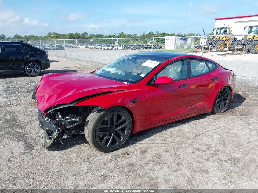 2023 Tesla Model s VIN 5YJSA1E59PF501612 IAAI salvage auction — FRONT & REAR, Rebuildable (Florida), sold $11,600 on 2026-07-23 (photo 2)