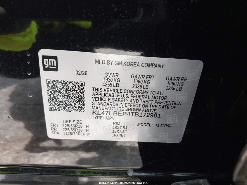 2026 Buick Envista VIN KL47LBEP4TB172901 IAAI salvage auction — FRONT END, Salvage (Texas), sold $5,000 on 2026-07-29 (photo 9)
