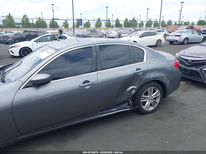 2010 Infiniti G VIN JN1CV6AP9AM407776 IAAI salvage auction — SIDE, Salvage Certificate (California), sold $2,550 on 2026-09-06 (photo 6)