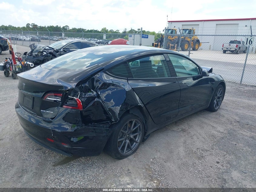 2022 Tesla Model 3 VIN 5YJ3E1EB9NF126106 IAAI salvage auction — FRONT & REAR, Salvage Title, sold $50 on 2026-07-23 (photo 4)
