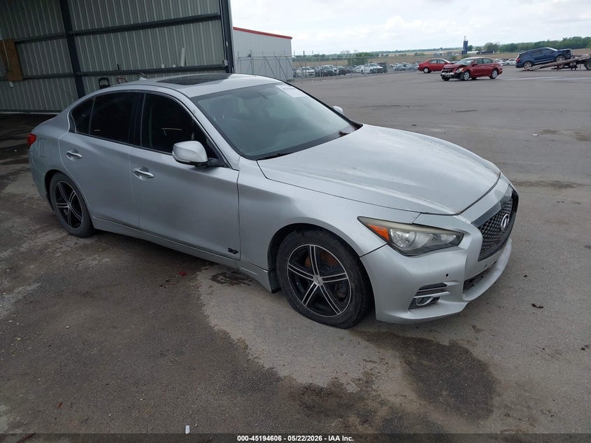 2014 Infiniti Q50 VIN JN1BV7APXEM689286 IAAI salvage auction — NORMAL WEAR, Certificate Of Title (Nebraska), sold $775 on 2026-07-09 (photo 1)