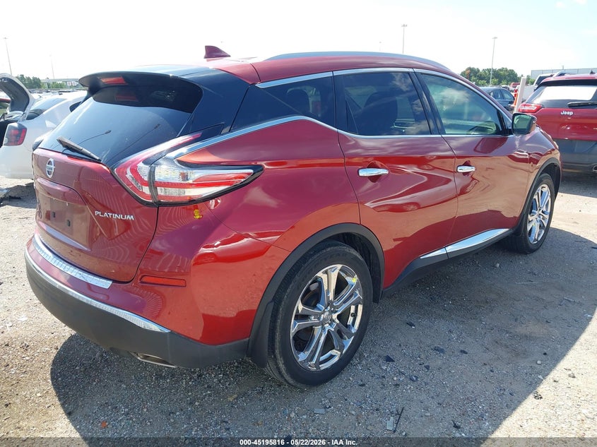 2017 Nissan Murano VIN 5N1AZ2MG6HN113295 IAAI salvage auction — HAIL, Original (Texas), sold $4,075 on 2026-07-09 (photo 4)