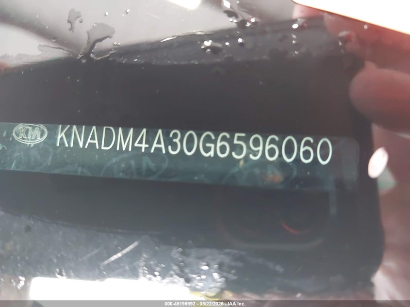 2016 Kia Rio VIN KNADM4A30G6596060 IAAI salvage auction — FRONT END, Clear (Indiana), sold $375 on 2026-07-09 (photo 9)