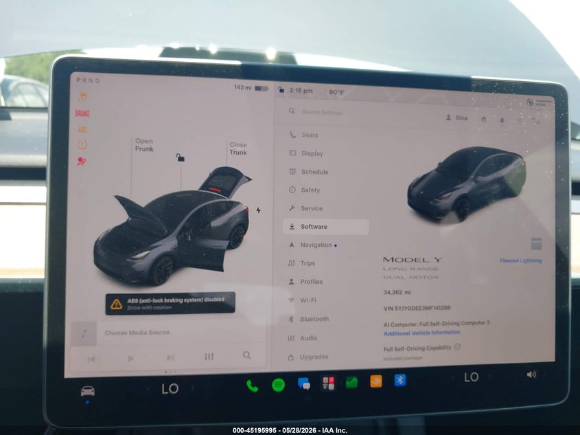 2021 Tesla Model y VIN 5YJYGDEE3MF141288 IAAI salvage auction — FRONT END, Salvage Title, sold $9,975 on 2026-07-06 (photo 7)