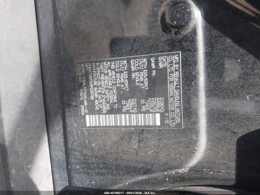 2016 Nissan Rogue VIN KNMAT2MTXGP626782 IAAI salvage auction — FRONT END, Salvage (Texas), sold $1,250 on 2026-07-24 (photo 9)
