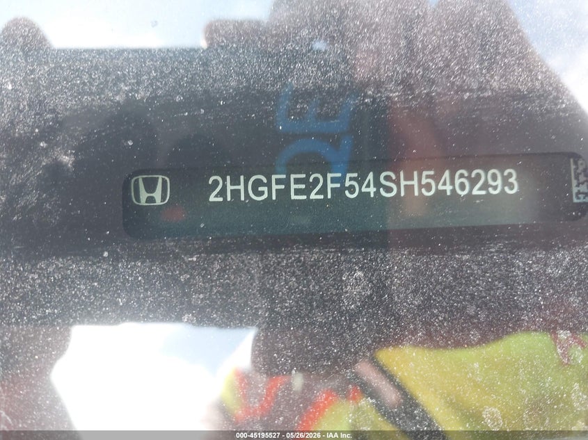 2025 Honda Civic VIN 2HGFE2F54SH546293 IAAI salvage auction — RIGHT REAR, Salvage Title, sold $9,850 on 2026-07-29 (photo 9)