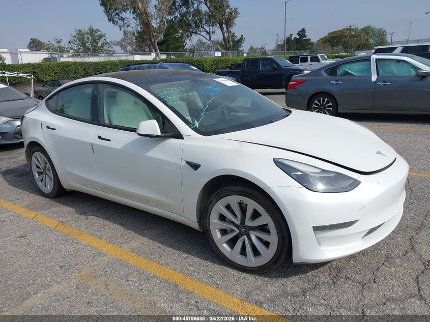 2023 Tesla Model 3 VIN 5YJ3E1EA6PF540843 IAAI salvage auction — REAR END, Salvage (California), sold $5,200 on 2026-07-28 (photo 1)