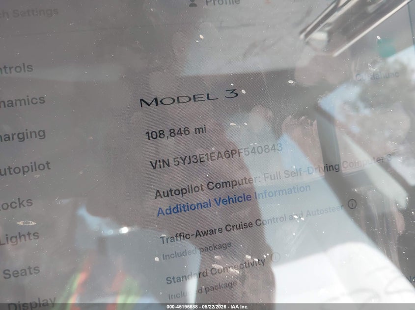 2023 Tesla Model 3 VIN 5YJ3E1EA6PF540843 IAAI salvage auction — REAR END, Salvage (California), sold $5,200 on 2026-07-28 (photo 7)