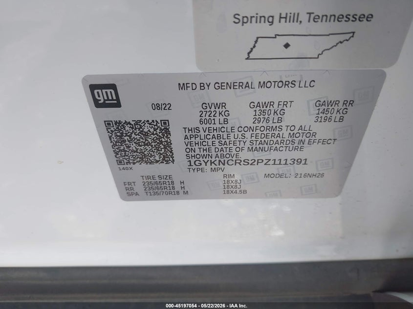 2023 Cadillac Xt5 VIN 1GYKNCRS2PZ111391 IAAI salvage auction — FRONT END, In Pending Provider Review (Texas), sold $8,575 on 2026-08-05 (photo 9)