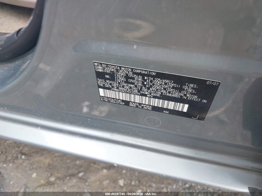 2007 Toyota Rav 4 VIN JTMBD33V275123379 IAAI salvage auction — FRONT END, Salvage (Georgia), sold $675 on 2026-07-17 (photo 9)