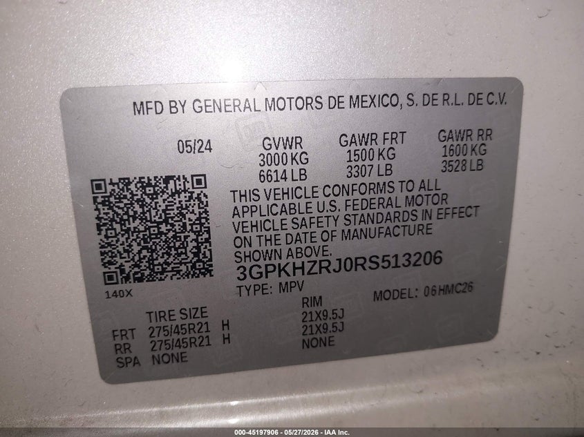 2024 Honda Prologue VIN 3GPKHZRJ0RS513206 IAAI salvage auction — REAR END, Salvage Title, sold $11,800 on 2026-07-30 (photo 9)