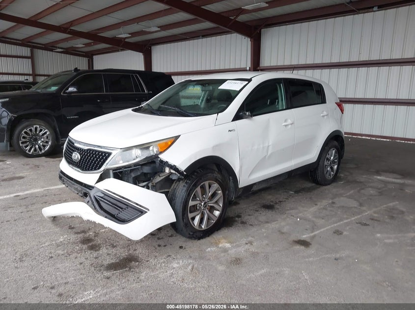 2016 Kia Sportage VIN KNDPBCAC5G7837878 IAAI salvage auction — FRONT END, Clear (Indiana), sold $775 on 2026-07-09 (photo 2)