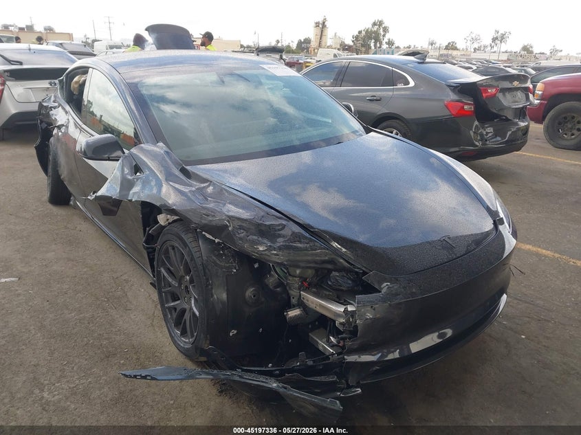 2026 Tesla Model 3 VIN 5YJ3E1EA1TF126752 IAAI salvage auction — RIGHT REAR, Salvage Title, sold $7,500 on 2026-07-08 (photo 1)