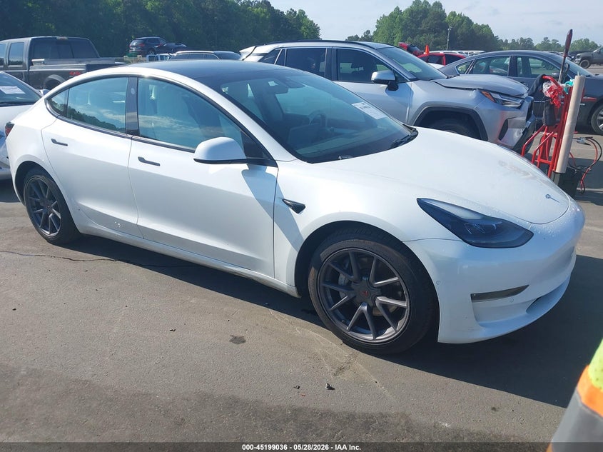 2021 Tesla Model 3 VIN 5YJ3E1EBXMF059692 IAAI salvage auction — REAR END, Salvage Title, sold $6,600 on 2026-07-23 (photo 1)