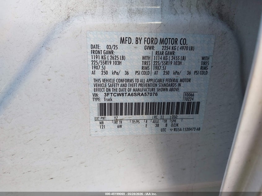 2025 Ford Maverick VIN 3FTCW8TA6SRA57076 IAAI salvage auction — SIDE, Salvage Title, sold $10,600 on 2026-07-28 (photo 9)