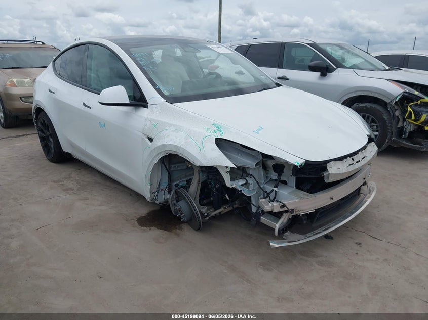 2021 Tesla Model y VIN 5YJYGDEE6MF306587 IAAI salvage auction — RIGHT FRONT, Original (Texas), sold $8,600 on 2026-07-13 (photo 1)