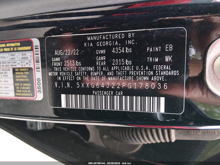 2023 Kia K5 VIN 5XXG64J22PG178036 IAAI salvage auction — REAR END, Salvage (Utah), sold $5,850 on 2026-07-23 (photo 9)