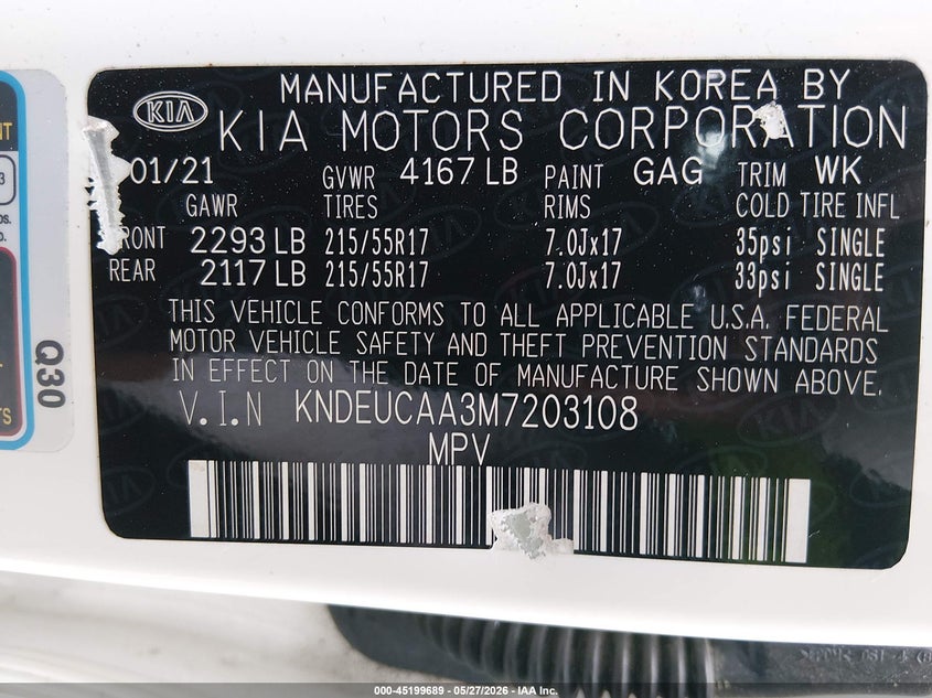 2021 Kia Seltos VIN KNDEUCAA3M7203108 IAAI salvage auction — FRONT END, Salvage (Idaho), sold $4,250 on 2026-07-24 (photo 9)