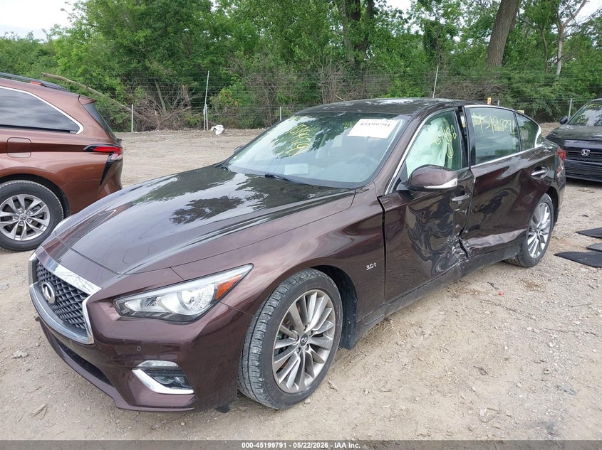 2018 Infiniti Q50 VIN JN1EV7ARXJM437482 IAAI salvage auction — FRONT END, Clear (Indiana), sold $4,200 on 2026-07-08 (photo 2)