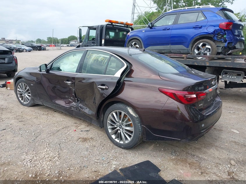 2018 Infiniti Q50 VIN JN1EV7ARXJM437482 IAAI salvage auction — FRONT END, Clear (Indiana), sold $4,200 on 2026-07-08 (photo 3)