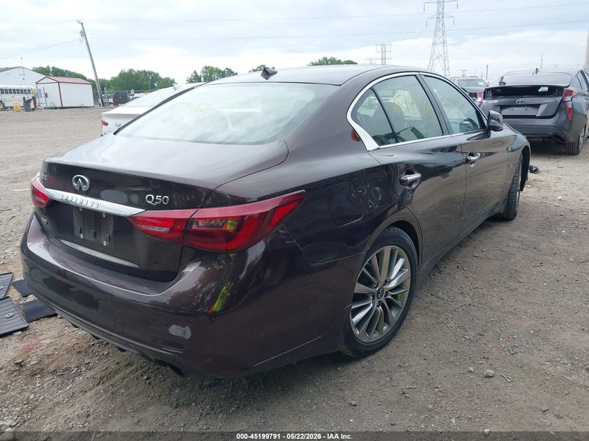 2018 Infiniti Q50 VIN JN1EV7ARXJM437482 IAAI salvage auction — FRONT END, Clear (Indiana), sold $4,200 on 2026-07-08 (photo 4)