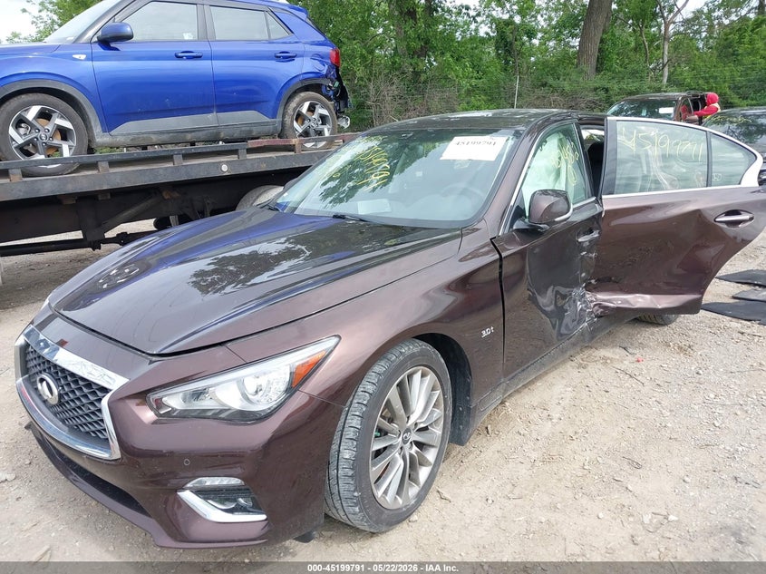 2018 Infiniti Q50 VIN JN1EV7ARXJM437482 IAAI salvage auction — FRONT END, Clear (Indiana), sold $4,200 on 2026-07-08 (photo 6)