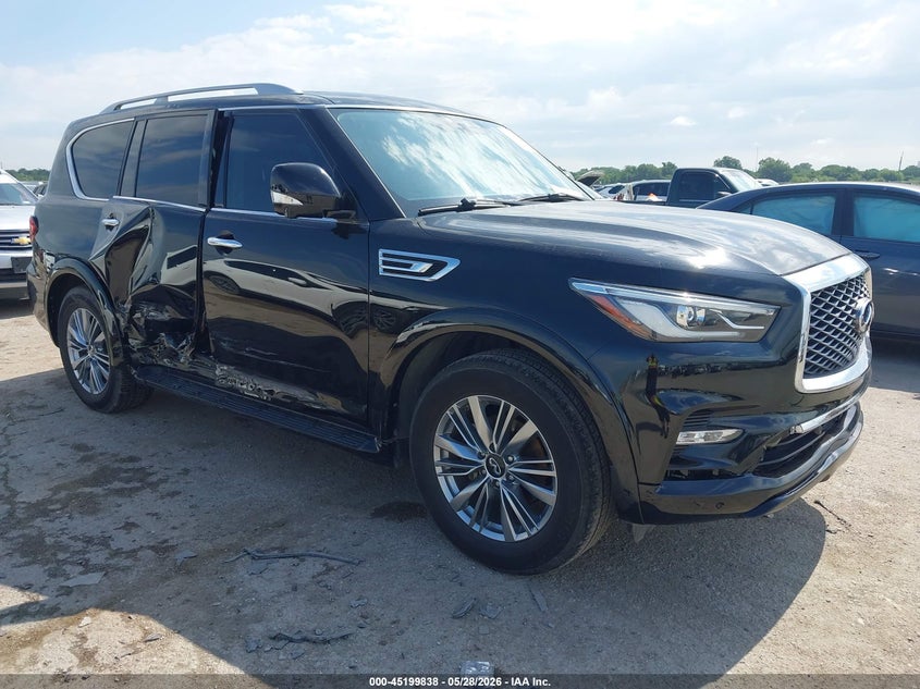 2021 Infiniti Qx80 VIN JN8AZ2AF2M9720043 IAAI salvage auction — RIGHT SIDE, Salvage Title, sold $4,650 on 2026-07-28 (photo 1)