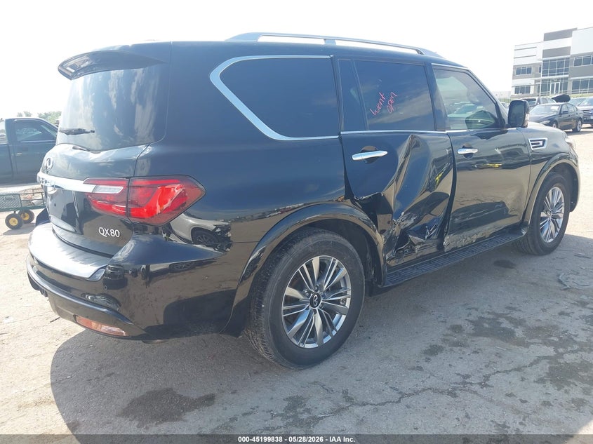 2021 Infiniti Qx80 VIN JN8AZ2AF2M9720043 IAAI salvage auction — RIGHT SIDE, Salvage Title, sold $4,650 on 2026-07-28 (photo 4)