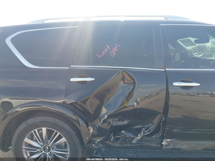 2021 Infiniti Qx80 VIN JN8AZ2AF2M9720043 IAAI salvage auction — RIGHT SIDE, Salvage Title, sold $4,650 on 2026-07-28 (photo 8)