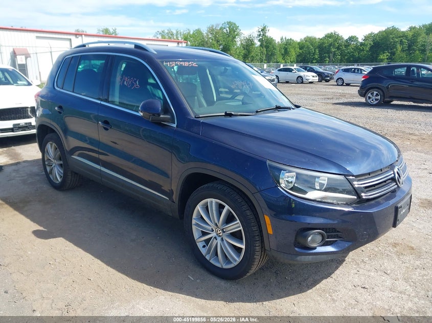 2014 Volkswagen Tiguan VIN WVGBV3AX3EW544726 IAAI salvage auction — LEFT FRONT, Salvage Title, sold $400 on 2026-07-21 (photo 1)