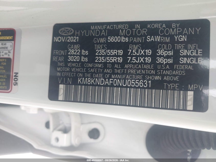 2022 Hyundai Ioniq 5 VIN KM8KNDAF0NU055631 IAAI salvage auction — FRONT END, Salvage (Texas), sold $7,650 on 2026-07-24 (photo 9)