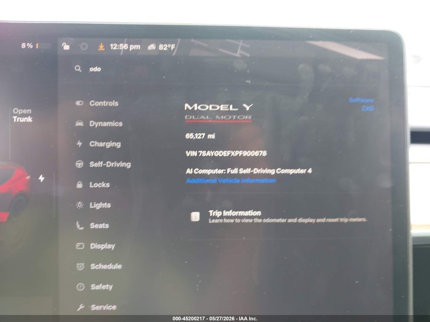 2023 Tesla Model y VIN 7SAYGDEFXPF900678 IAAI salvage auction — REAR END, Salvage Title, sold $11,800 on 2026-07-23 (photo 7)