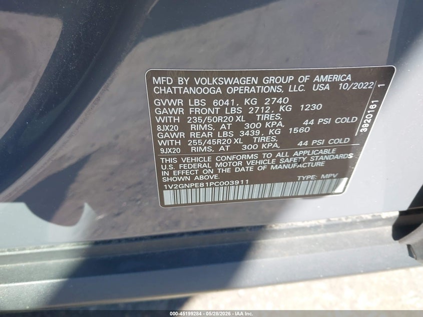 2023 Volkswagen Id.4 VIN 1V2GNPE81PC003911 IAAI salvage auction — REAR END, Salvage Title, sold $13,700 on 2026-07-10 (photo 9)