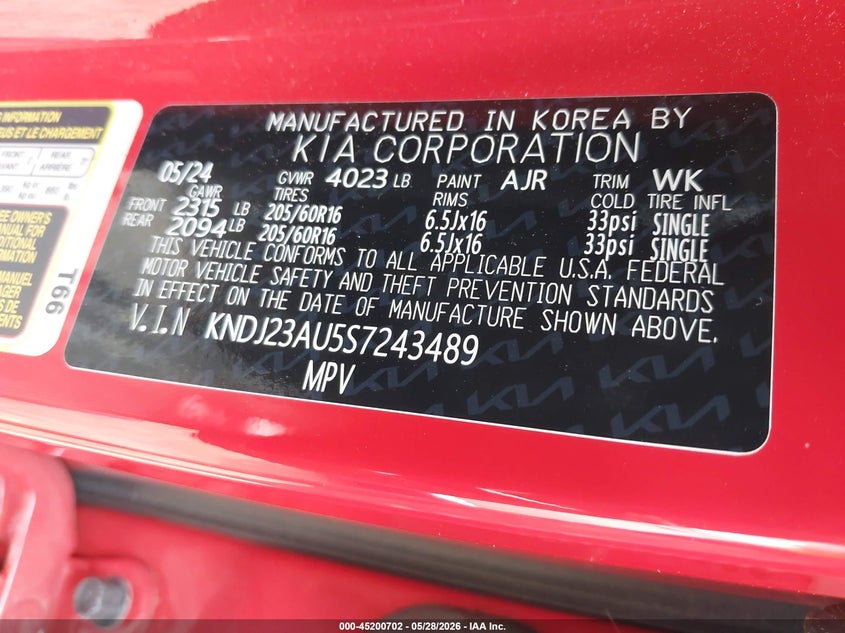 2025 Kia Soul VIN KNDJ23AU5S7243489 IAAI salvage auction — FRONT END, Salvage Title, sold $6,300 on 2026-07-07 (photo 9)
