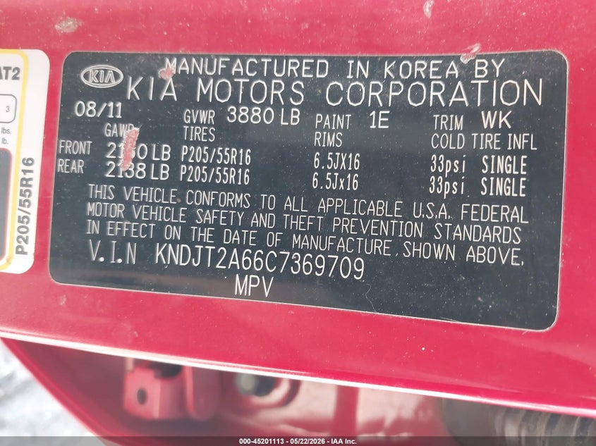 2012 Kia Soul VIN KNDJT2A66C7369709 IAAI salvage auction — THEFT, Salvage (Oregon), sold $475 on 2026-07-29 (photo 9)