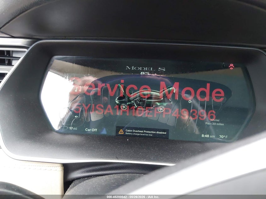 2014 Tesla Model s VIN 5YJSA1H10EFP49396 IAAI salvage auction — FRONT END, Salvage - 75% Or Less (Maryland), sold $3,600 on 2026-07-20 (photo 7)