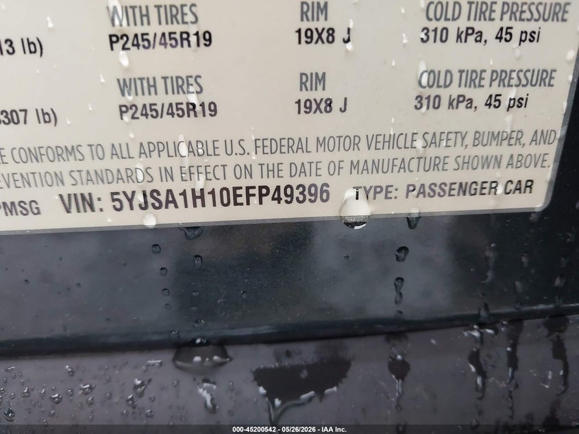 2014 Tesla Model s VIN 5YJSA1H10EFP49396 IAAI salvage auction — FRONT END, Salvage - 75% Or Less (Maryland), sold $3,600 on 2026-07-20 (photo 9)