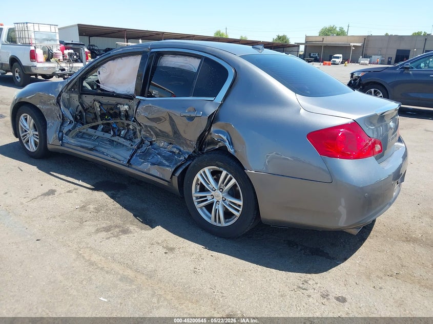 2012 Infiniti VIN JN1CV6AP9CM627759 IAAI salvage auction — LEFT SIDE, Salvage (California), sold $1,125 on 2026-07-08 (photo 3)