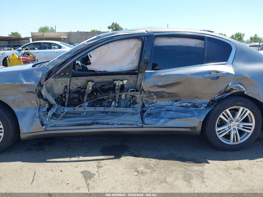 2012 Infiniti VIN JN1CV6AP9CM627759 IAAI salvage auction — LEFT SIDE, Salvage (California), sold $1,125 on 2026-07-08 (photo 6)