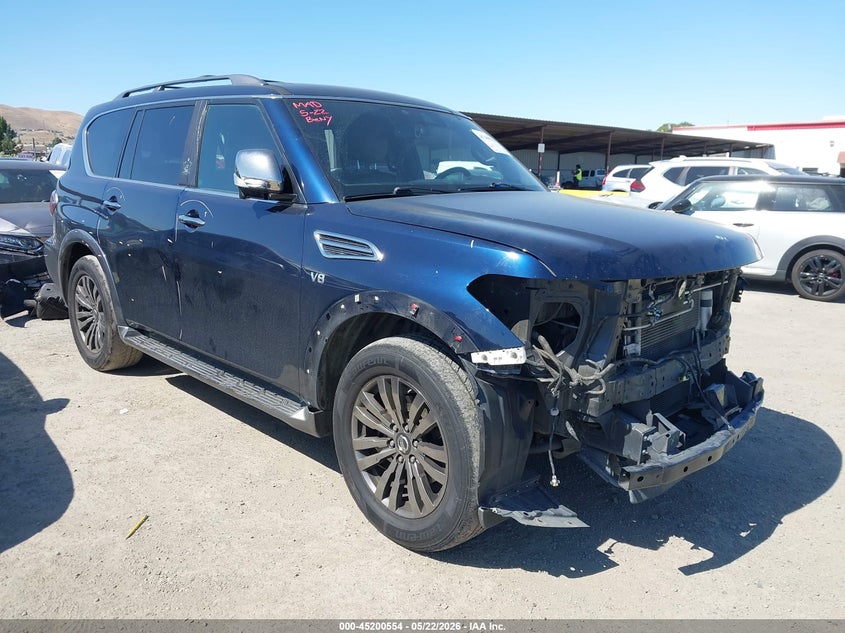 2018 Nissan Armada VIN JN8AY2NE6J9734124 IAAI salvage auction — FRONT END, Salvage (California), sold $7,650 on 2026-07-23 (photo 1)