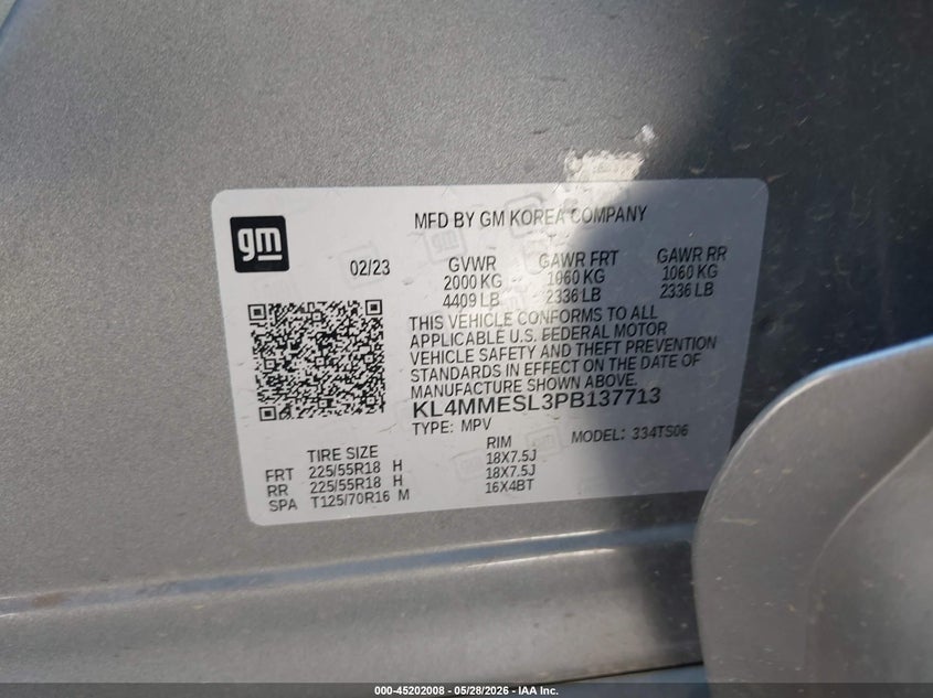 2023 Buick Encore gx VIN KL4MMESL3PB137713 IAAI salvage auction — RIGHT FRONT, Salvage Title, sold $4,850 on 2026-07-25 (photo 9)