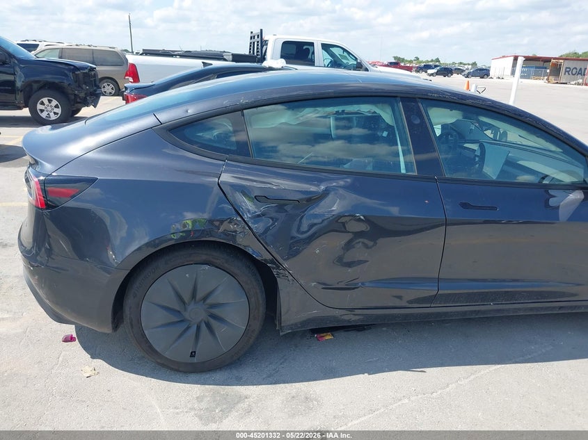 2025 Tesla Model 3 VIN 5YJ3E1EA9SF132975 IAAI salvage auction — RIGHT REAR, Salvage (Texas), sold $10,300 on 2026-07-30 (photo 6)
