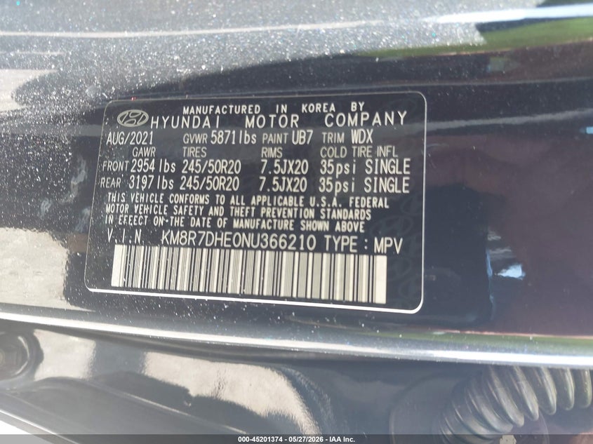 2022 Hyundai Palisade VIN KM8R7DHE0NU366210 IAAI salvage auction — FRONT END, Salvage (Illinois), sold $5,600 on 2026-07-15 (photo 9)