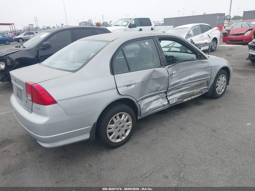 2005 Honda Civic VIN 2HGES16555H602938 IAAI salvage auction — RIGHT SIDE, Salvage (California), sold $525 on 2026-07-09 (photo 4)