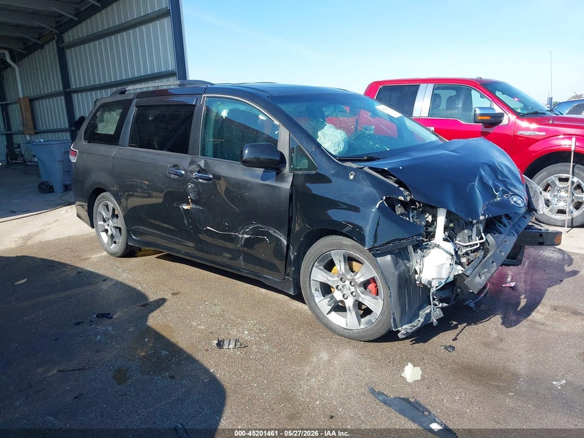2014 Toyota Sienna VIN 5TDXK3DC1ES441249 IAAI salvage auction — FRONT & REAR, Certificate Of Title (Nebraska), sold $525 on 2026-07-30 (photo 1)