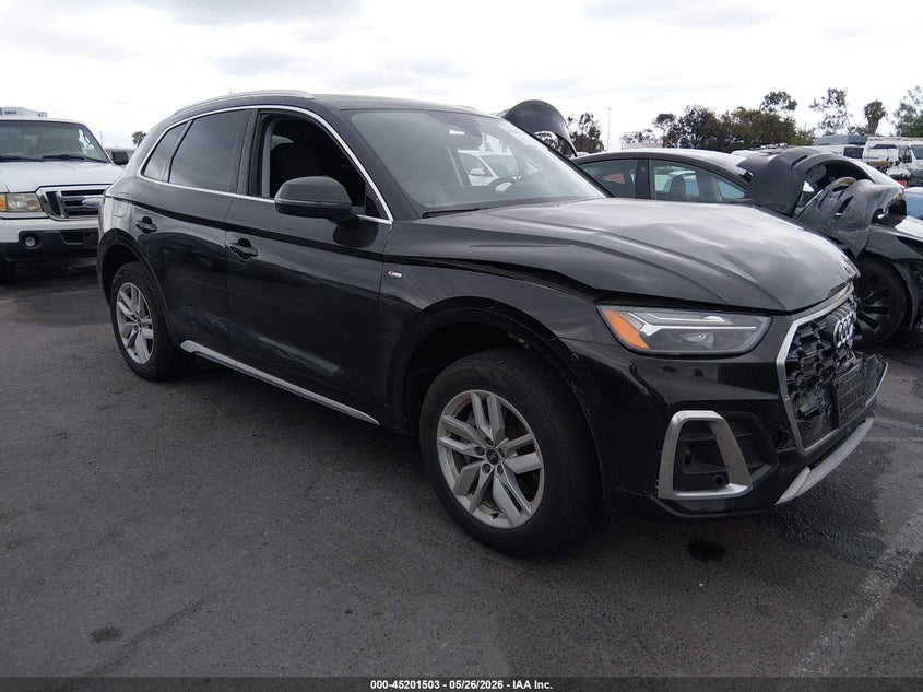 2023 Audi Q5 VIN WA1GAAFY1P2100499 IAAI salvage auction — LEFT FRONT, Salvage (California), sold $6,300 on 2026-07-29 (photo 1)