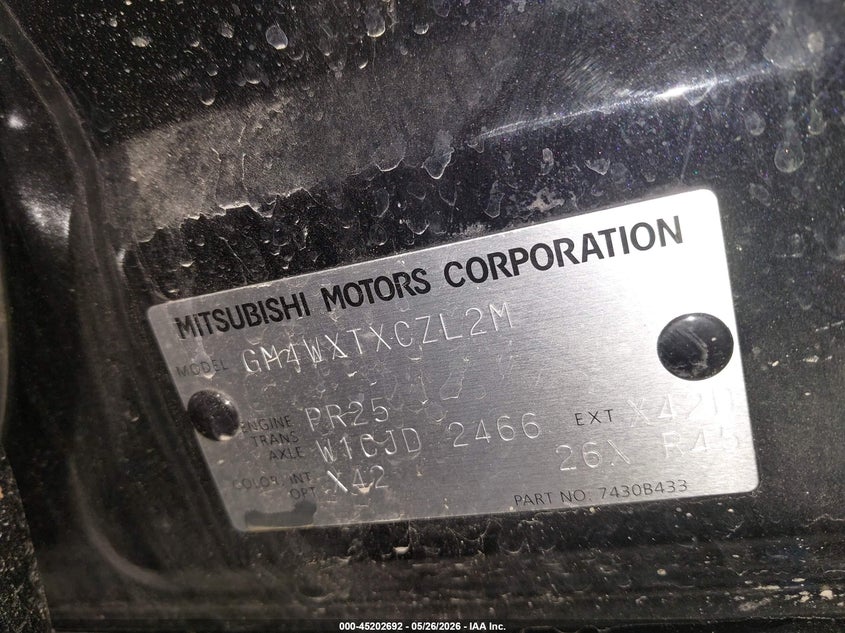 2024 Mitsubishi Outlander VIN JA4J4VA80RZ069218 IAAI salvage auction — ROLLOVER, Salvage Title, sold $1,300 on 2026-07-18 (photo 9)