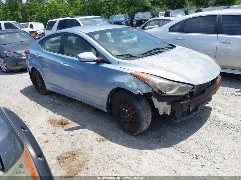 2013 Hyundai Elantra VIN KMHDH4AE0DU535626 IAAI salvage auction — NORMAL WEAR, Clear (Indiana), sold $250 on 2026-07-29 (photo 1)
