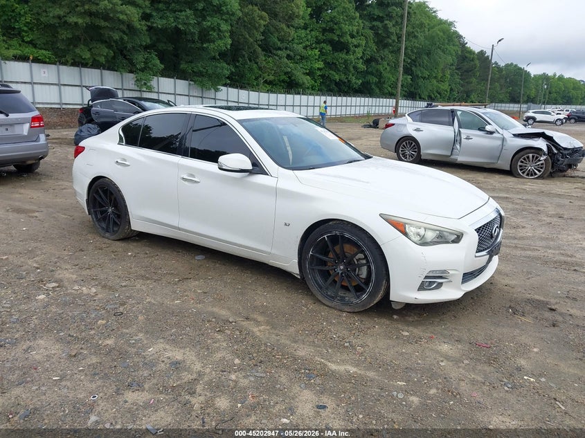 2014 Infiniti Q50 VIN JN1BV7AP9EM679767 IAAI salvage auction — LEFT SIDE, Salvage (Georgia), sold $1,275 on 2026-07-16 (photo 1)