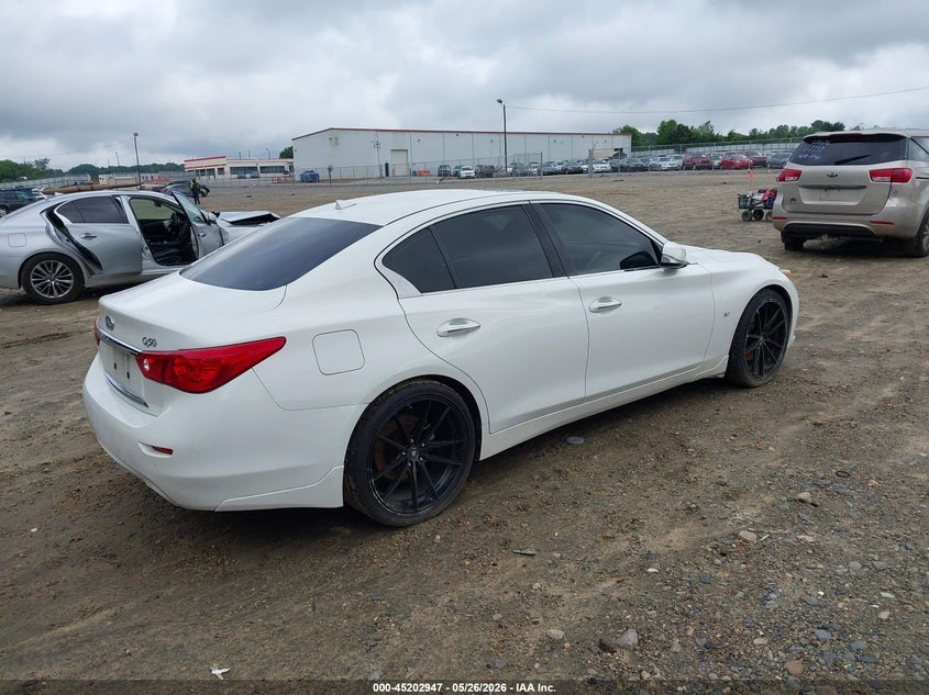 2014 Infiniti Q50 VIN JN1BV7AP9EM679767 IAAI salvage auction — LEFT SIDE, Salvage (Georgia), sold $1,275 on 2026-07-16 (photo 4)
